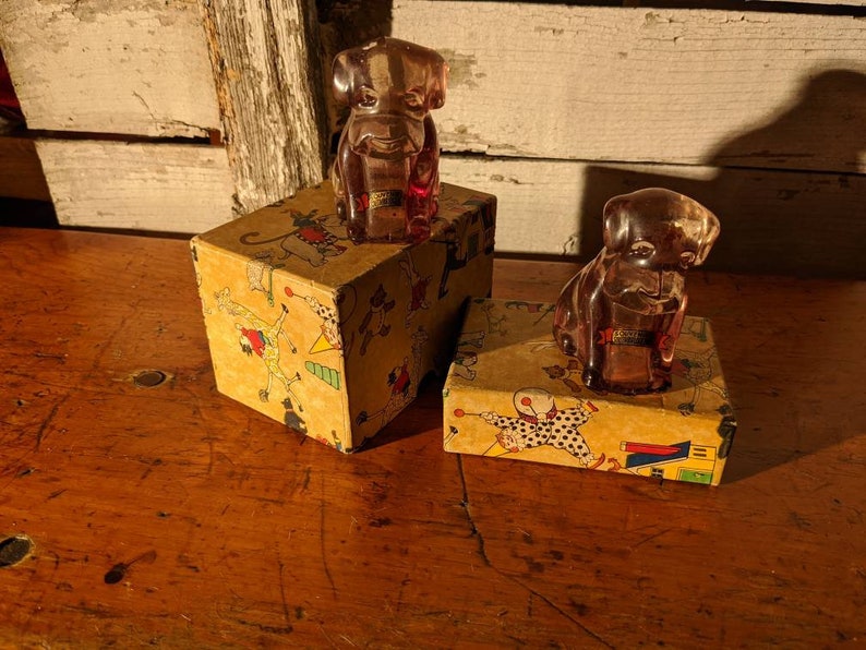 Pair of Glass Souvenir Dogs Etsy