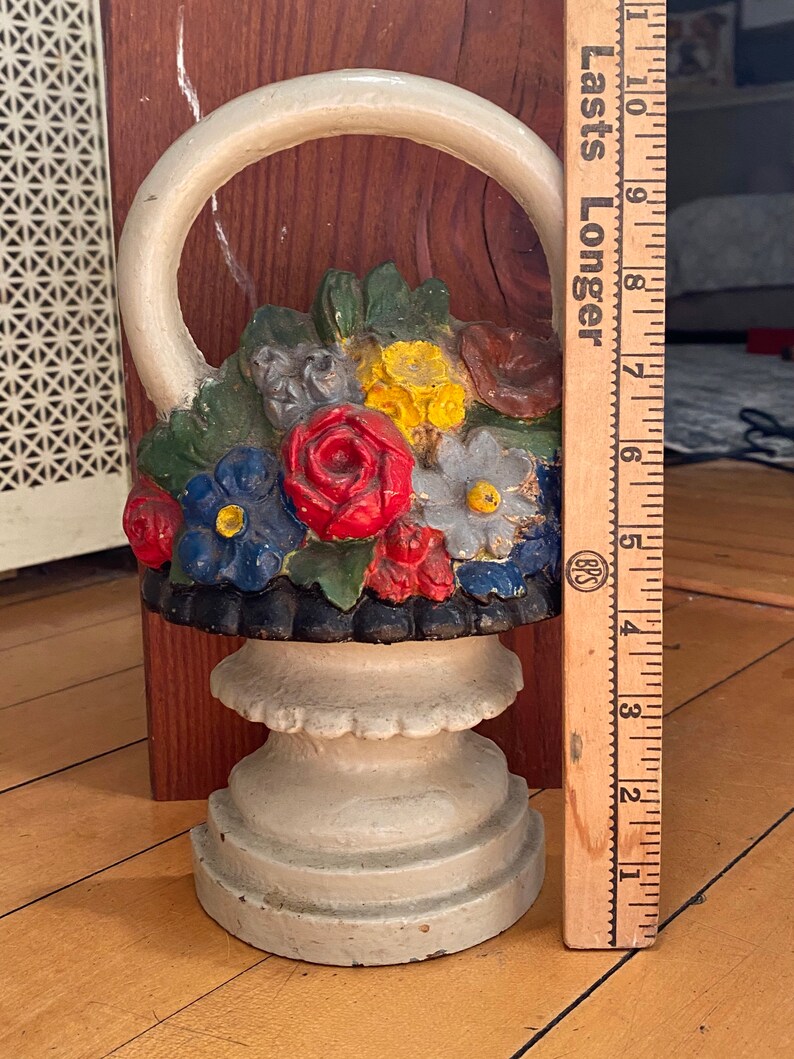Vintage Flower Basket Door Stop Etsy