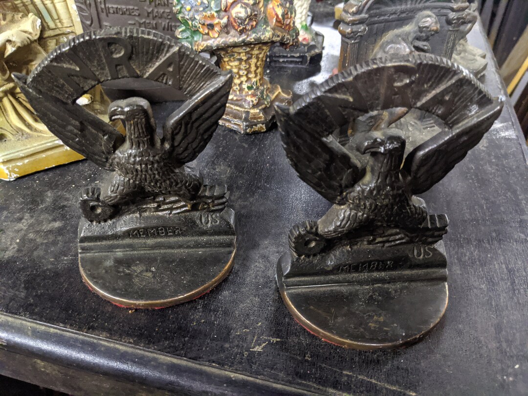 NRA Member Antique Cast Iron Bookends Etsy