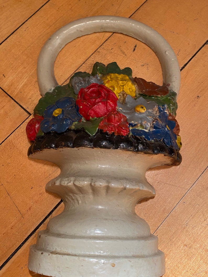 Vintage Flower Basket Door Stop Etsy