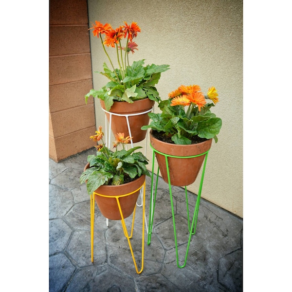 Hairpin Planter Stand, Mid Century Decor,  Metal, Handmade in USA, Flower pot holder.