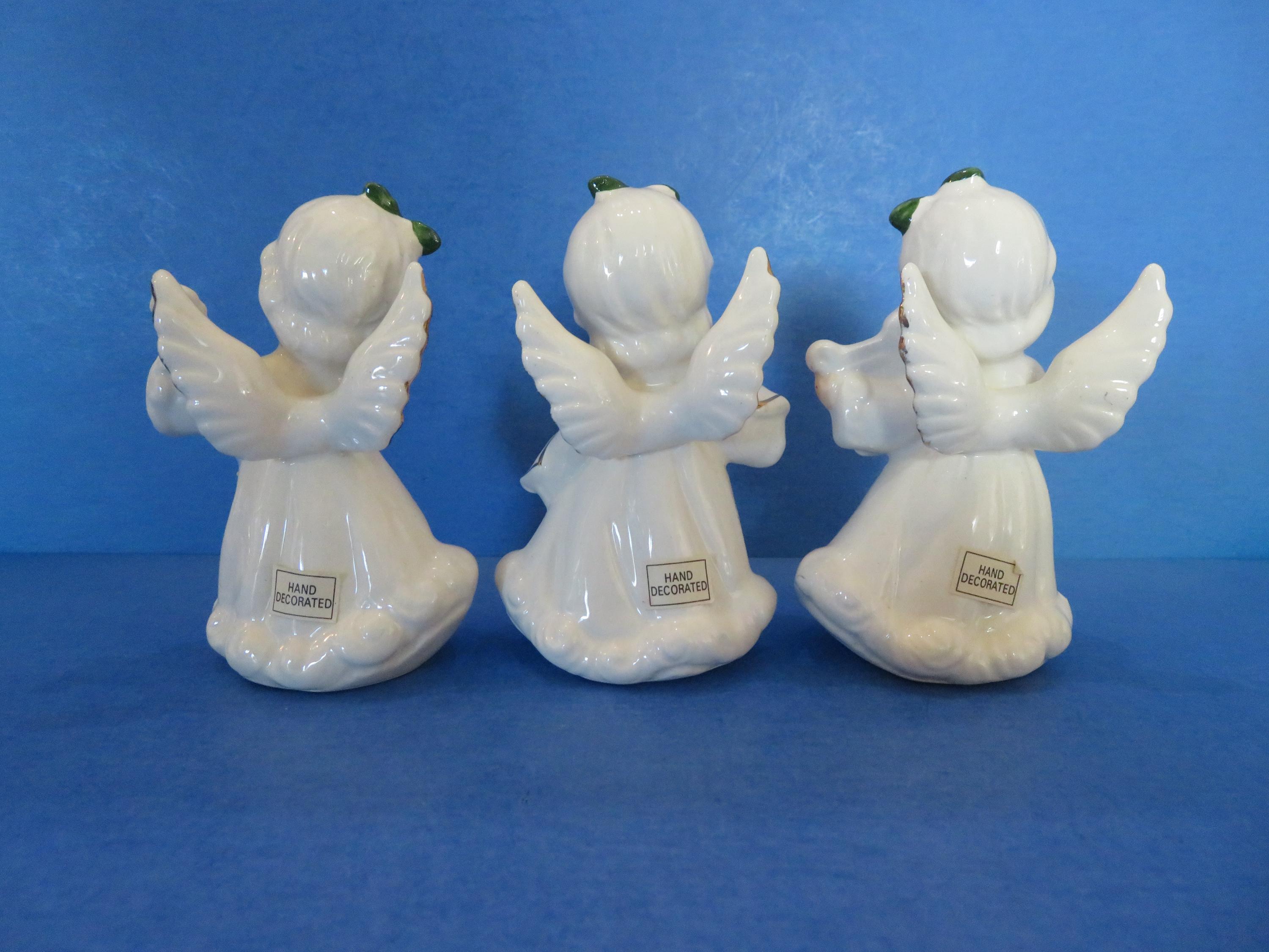 Norcrest Musical Angel Trio - Each Wears Poinsettia Embellished