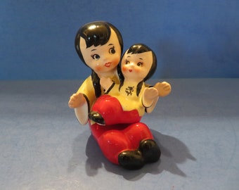 Napco Asian Mother and Child Salt and Pepper Shaker - Set of Two - Wonderful Vintage!