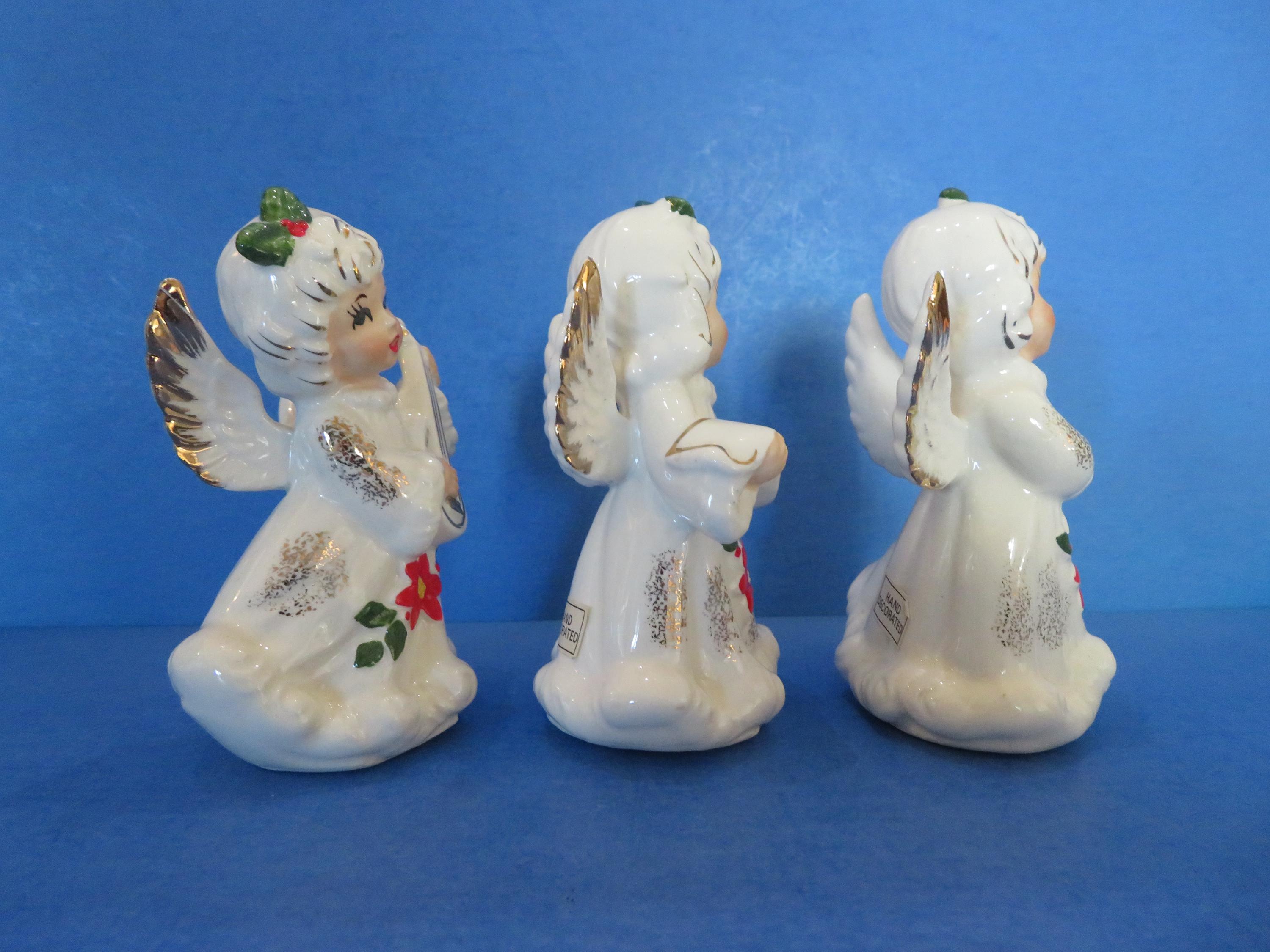 Norcrest Musical Angel Trio - Each Wears Poinsettia Embellished