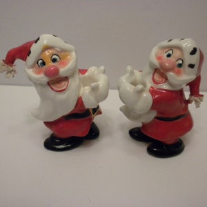 Kreiss Santa Claus Candle Holder Set of Two (2) Left and Right Facing - Spaghetti Trim on Tassels and Ermine Fur - Wonderful Condition!