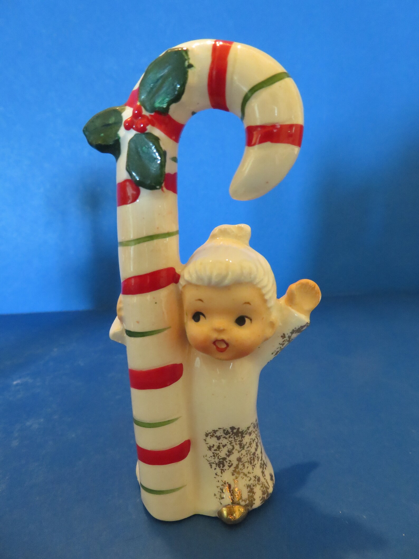 Vintage Japan Angels Holding Candy Canes Decorated With Holly Etsy