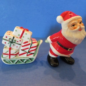 Norcrest Jolly Santa Pulling Present Laden Sleigh - Salt and Pepper Shaker Set of Two - Fabulous and Rare Vintage!