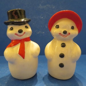 Betty Lou Nichols Snowman and Snow Lady Salt and Pepper Shaker Set of Two - Fabulous Set!