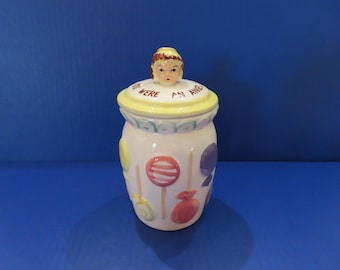 Vintage Lollipop Jar - "You Were An Angel Today - No, Today You Were A Rascal" Flip Top for Angel or Devil - Wonderful Condition! IOB