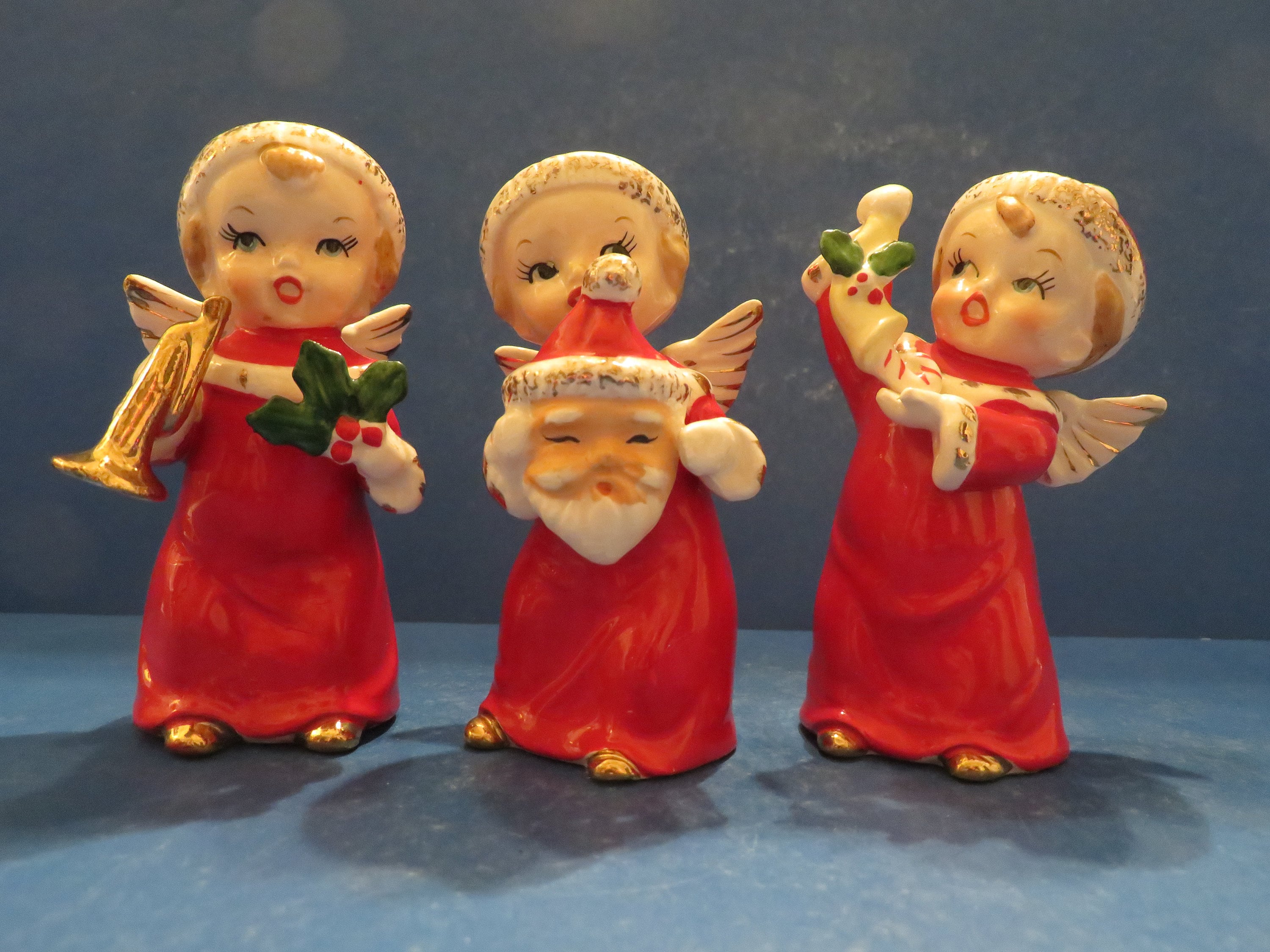 Fine A Quality Christmas Angel Trio - Set of Three - Each Wears