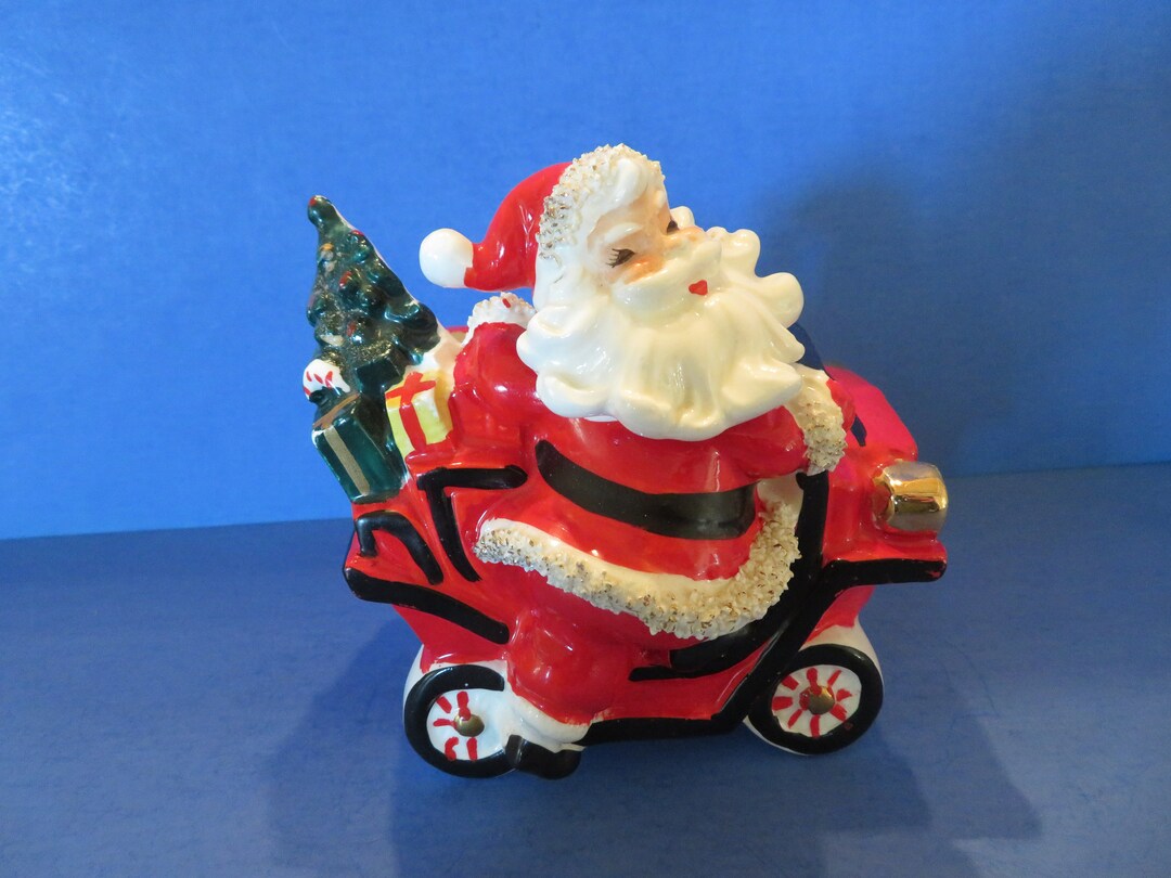 Vintage Enesco Santa Figurine in White Coat | 7-inch Father Christmas Porcelain Bisque | Holiday St. Nick Collectible Décor