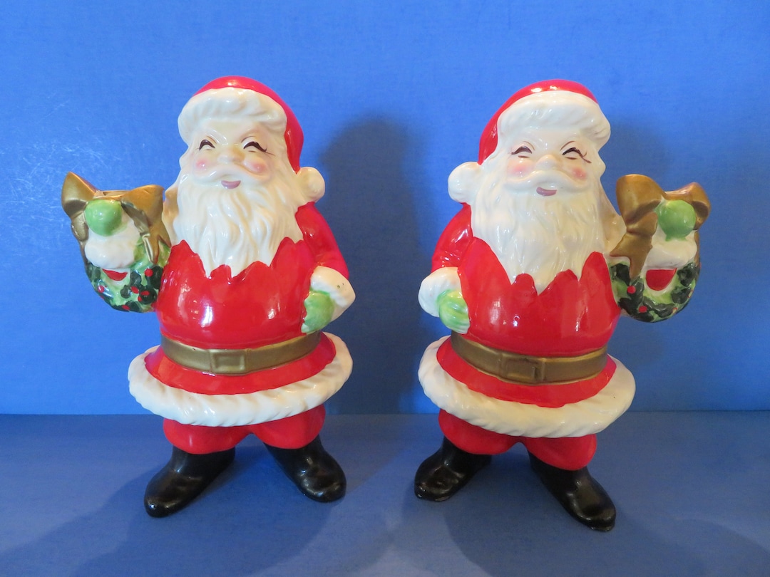 Kreiss Santa Claus Candle Holder Set of Two Each Holds a Etsy
