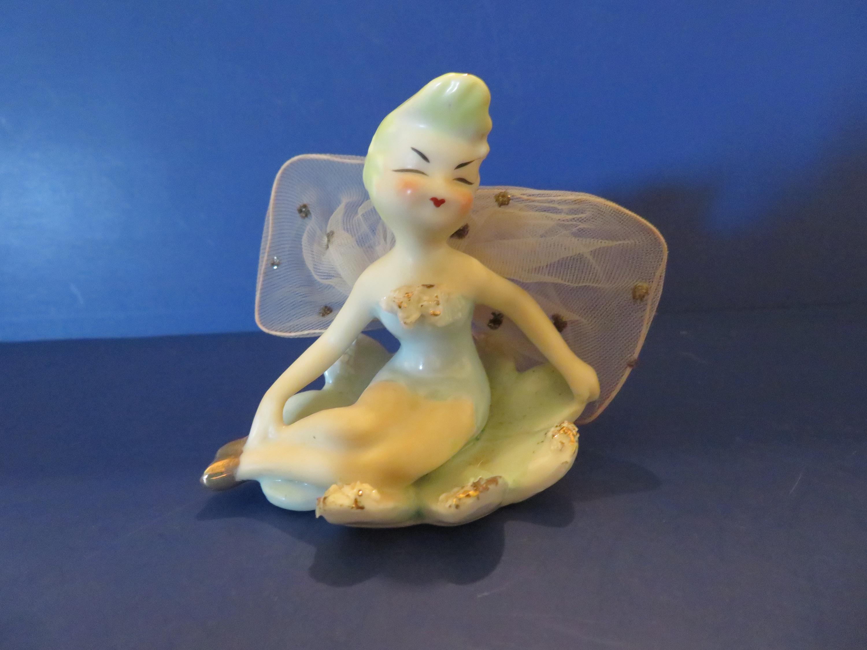 Vintage Japan Fairy - She is Wonderful Sitting on Her Lily Pad
