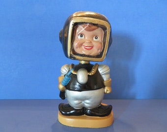 Norcrest Astronaunt Spaceman Bobble Head Bank Wears His Spaceman Suit  - Holds a Ray Gun - Helmet with Plastic Space Sheild - Fabulous!