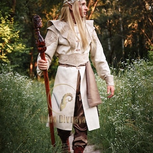Fantasy Elven Costume "King of the Forest Realm" . Woodland Style Linen Outfit for Mens