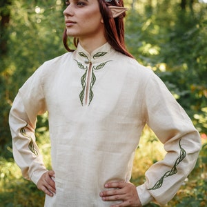 Elven Embroidered  Shirt "Woodland Vines" for LARP & Fantasy Weddings