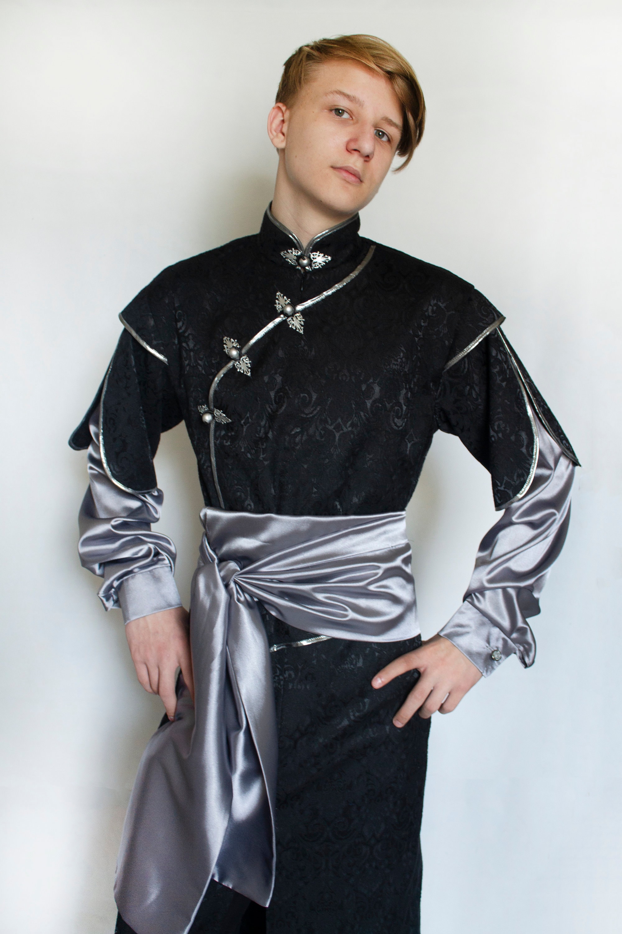 Handcrafted Men's Fantasy Costume Black & Silver Etsy