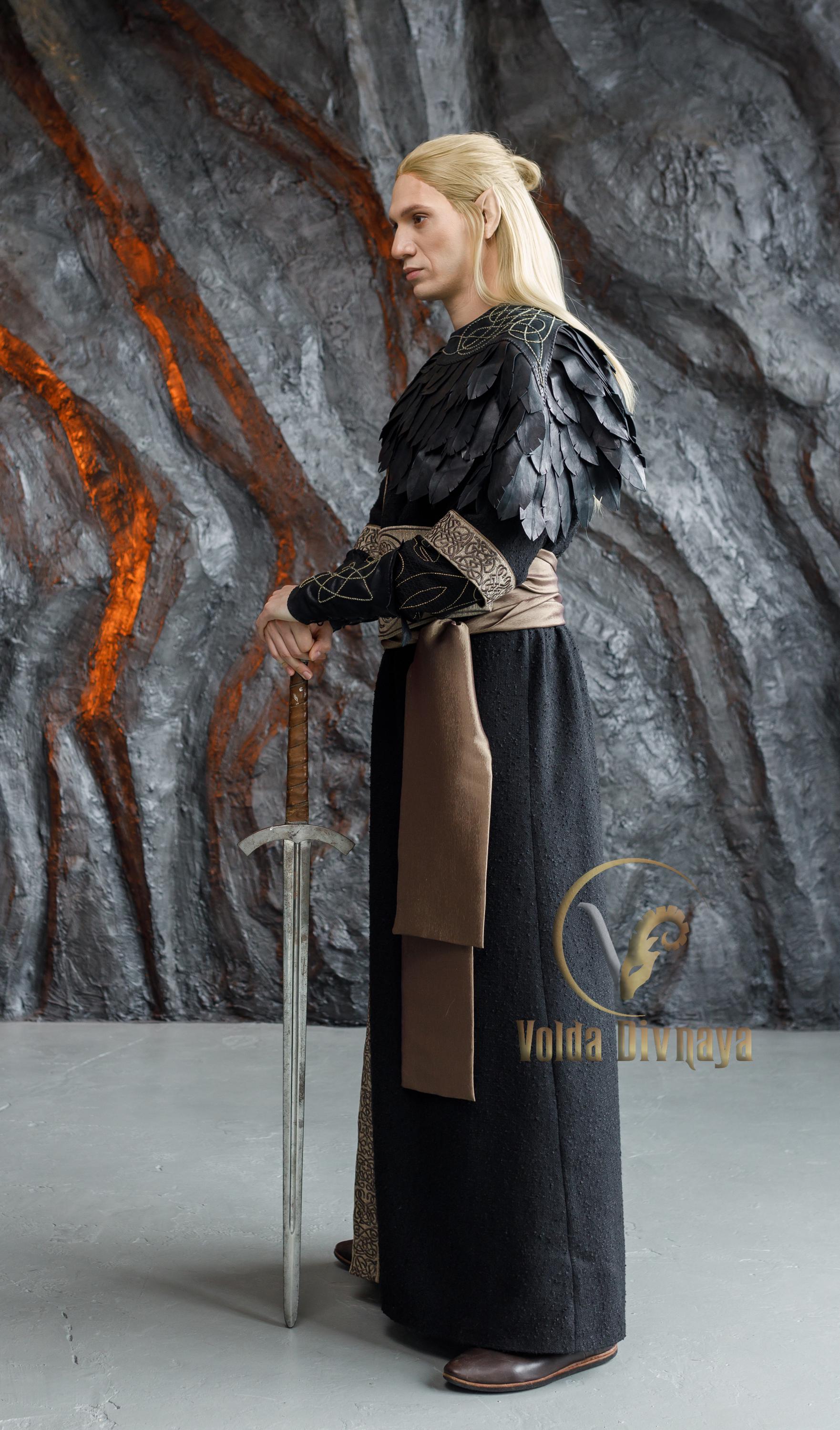 Falling King Robe Fallen Lord Costume | Black Sorcerer Outfit | Dark Elf or Shadow King ...