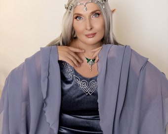 Majestic Lady: Graceful Fantasy Dress for Women. Embellished with Celtic-inspired Accents, Experience the Allure of Ancient Elven Elegance!