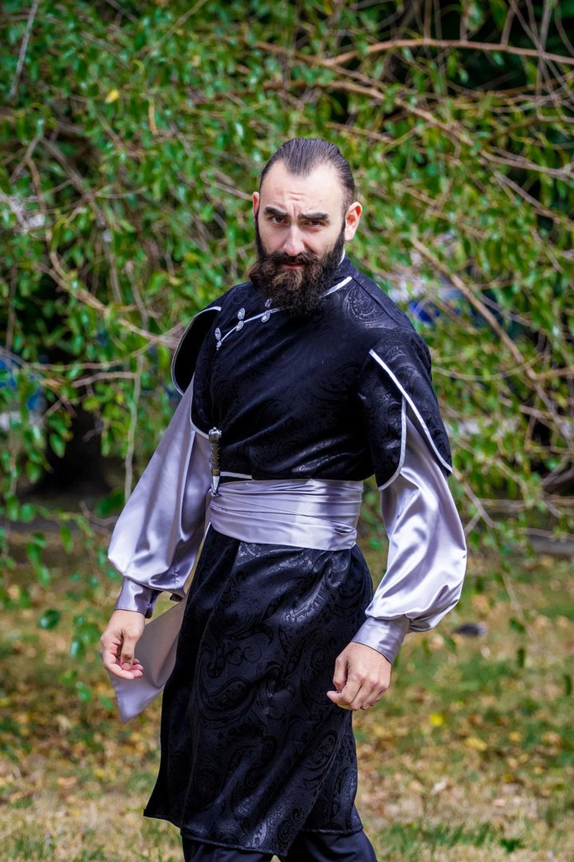 Handcrafted Men's Fantasy Costume Black & Silver Etsy