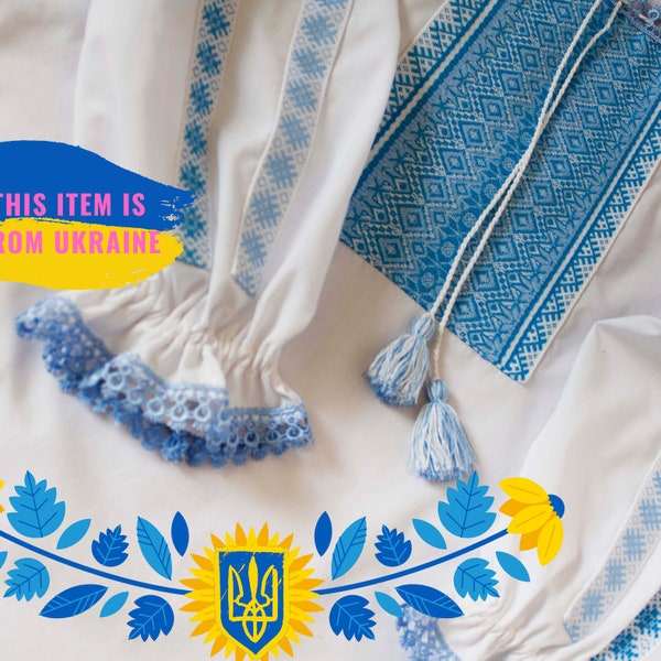 Ukrainian Vyshyvanka blouse for Girl. Folk Peasant Blouse, Embroidered Puff sleeves Blouse, Poet sleeves blouse, Ukrainian Clothes