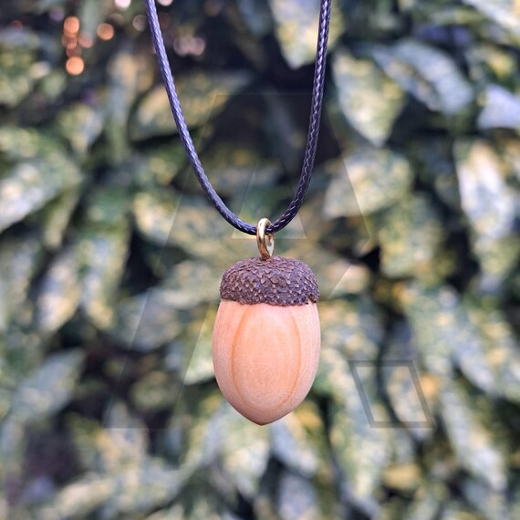 Pendentif Gland En Bois Avec Couvercle Amovible - Collier De Rangement Petit Objet - Lot De 20 Glands + Cordons Noirs - 12
