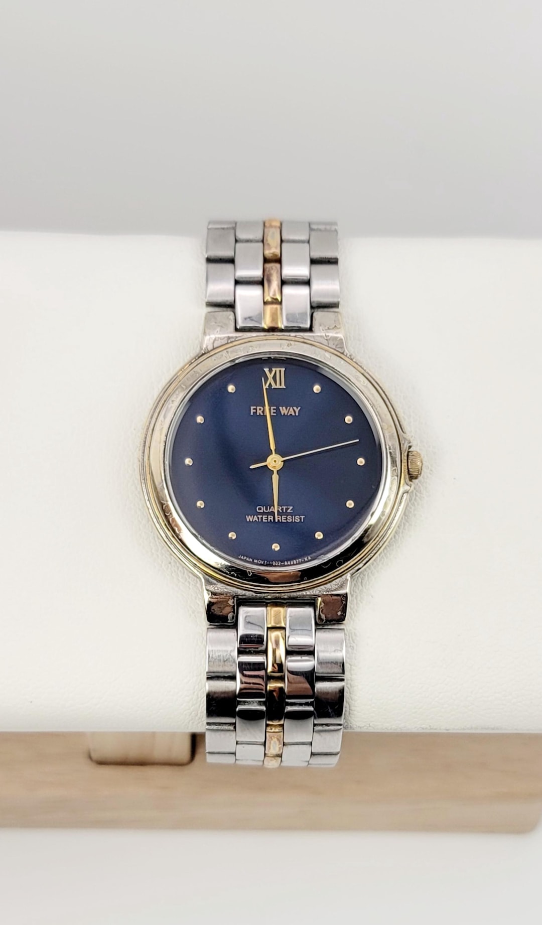 Vintage Citizen Free Way 1032 Two-tone Quartz Watch Blue Dial