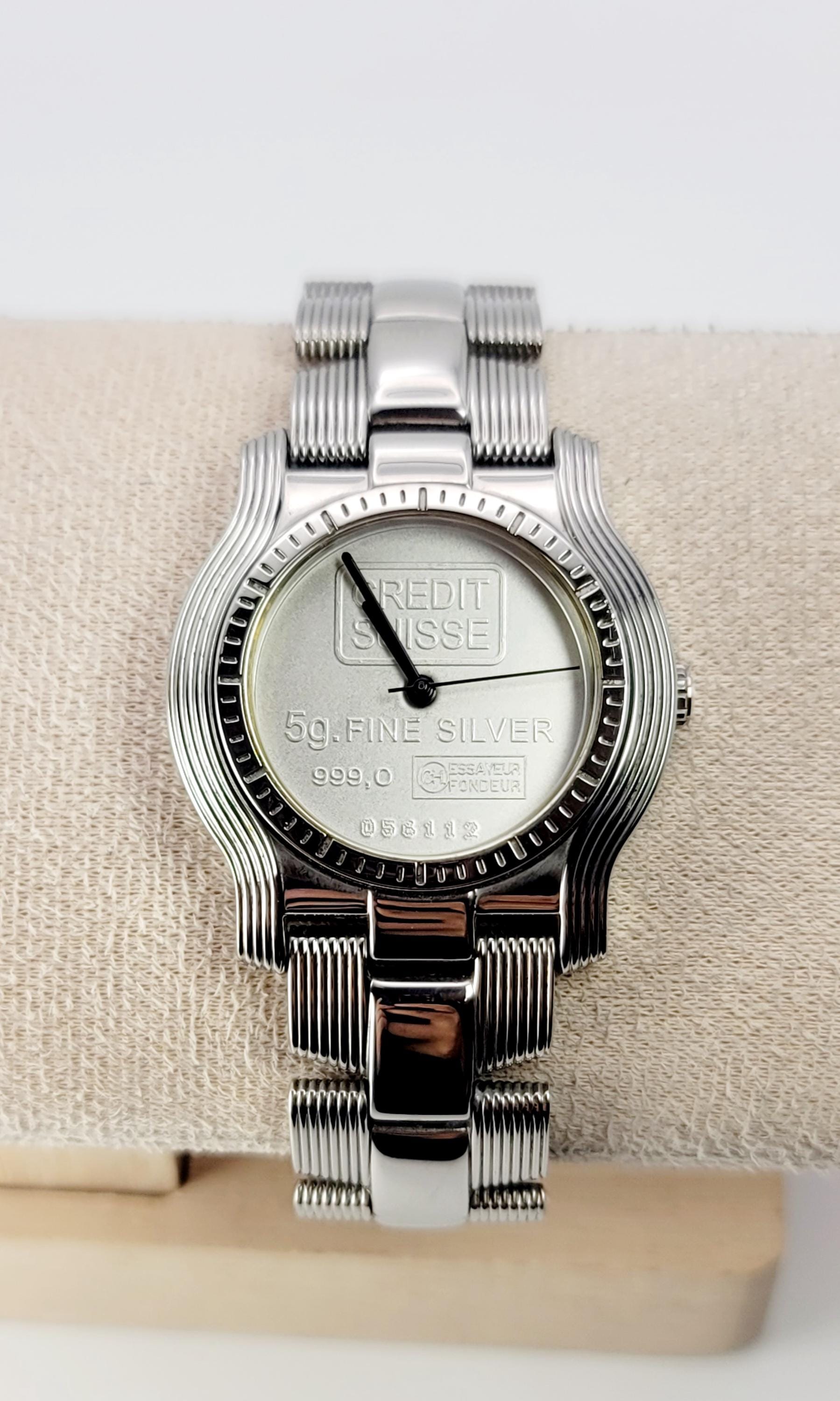 Rare Doris Blaser Vintage Quartz Watch With 5 G .999 Fine Silver