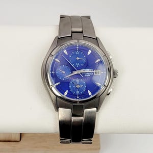 Rare Seiko Alba Wired JDM Titanium Chronograph 7T92-0AC0 Blue Dial