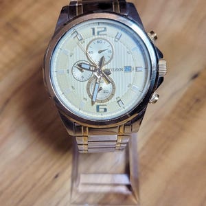 Citizen 0510-S090440F Two-Tone Chronograph Watch – Gold Dial, Used, Functional