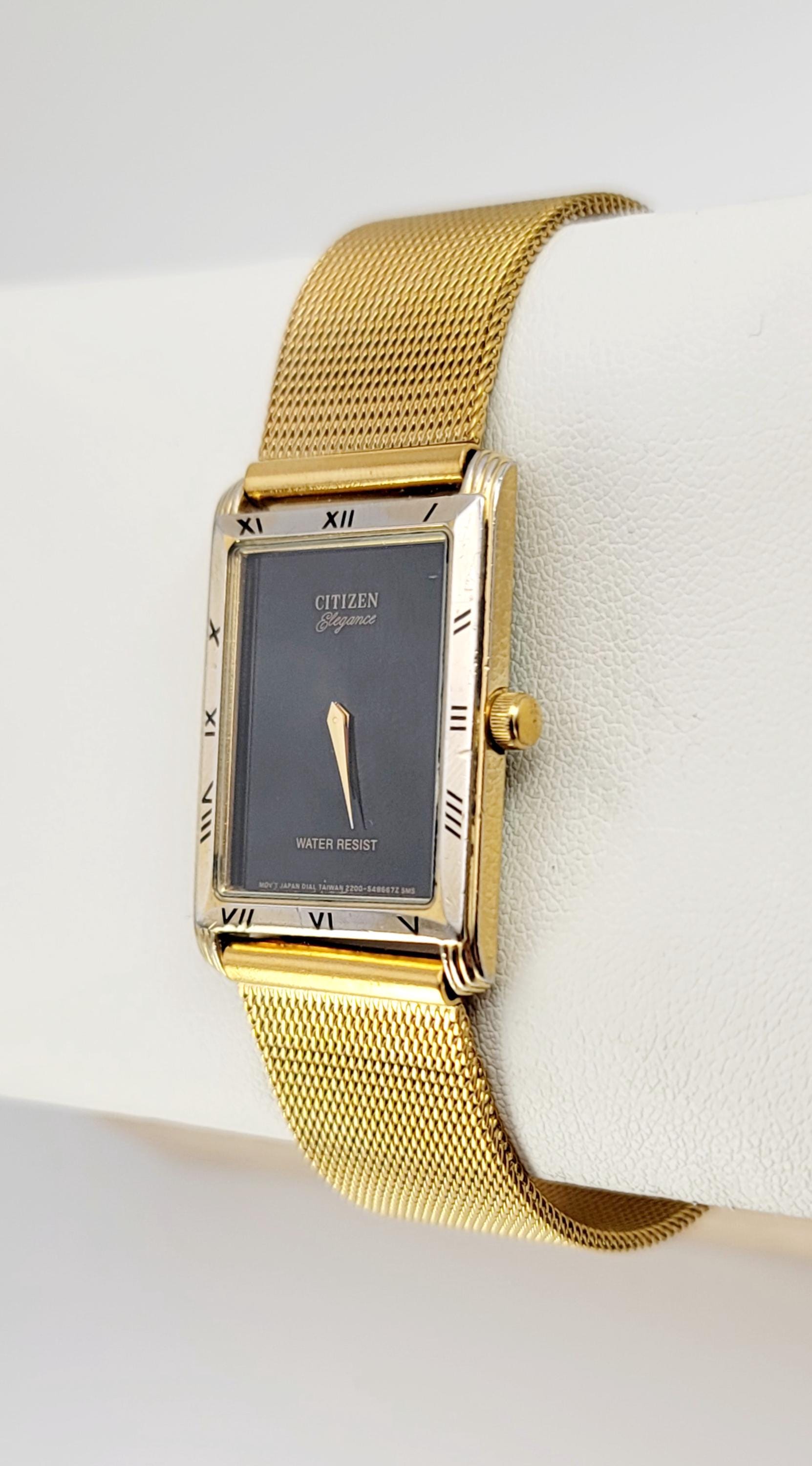 Citizen elegance 2200 watch - not working Vintage Citizen Elegance 2200 Gold Tank Watch – Black Dial  main image 3