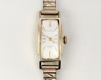 Vintage Seiko Solar Diashock 17-juveler damklocka, 20 mikron guldpläterad boett