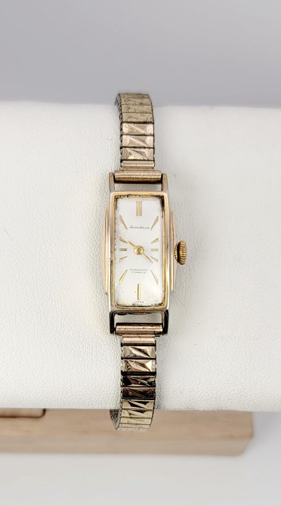 Vintage Seiko Solar Diashock 17-jewel Ladies Watch, 20 Micron Gold 