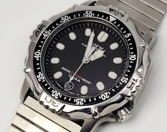 Vintage Citizen OXY Vega Quartz Diver 5F18-L03423 TA Black Dial Japan Dive Watch