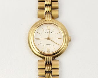 Vintage Seiko Creo 4N21-0170 Ladies Watch Gold Tone Quartz Bracelet 24mm Japan Vintage Seiko Gold Tone Women main image 4