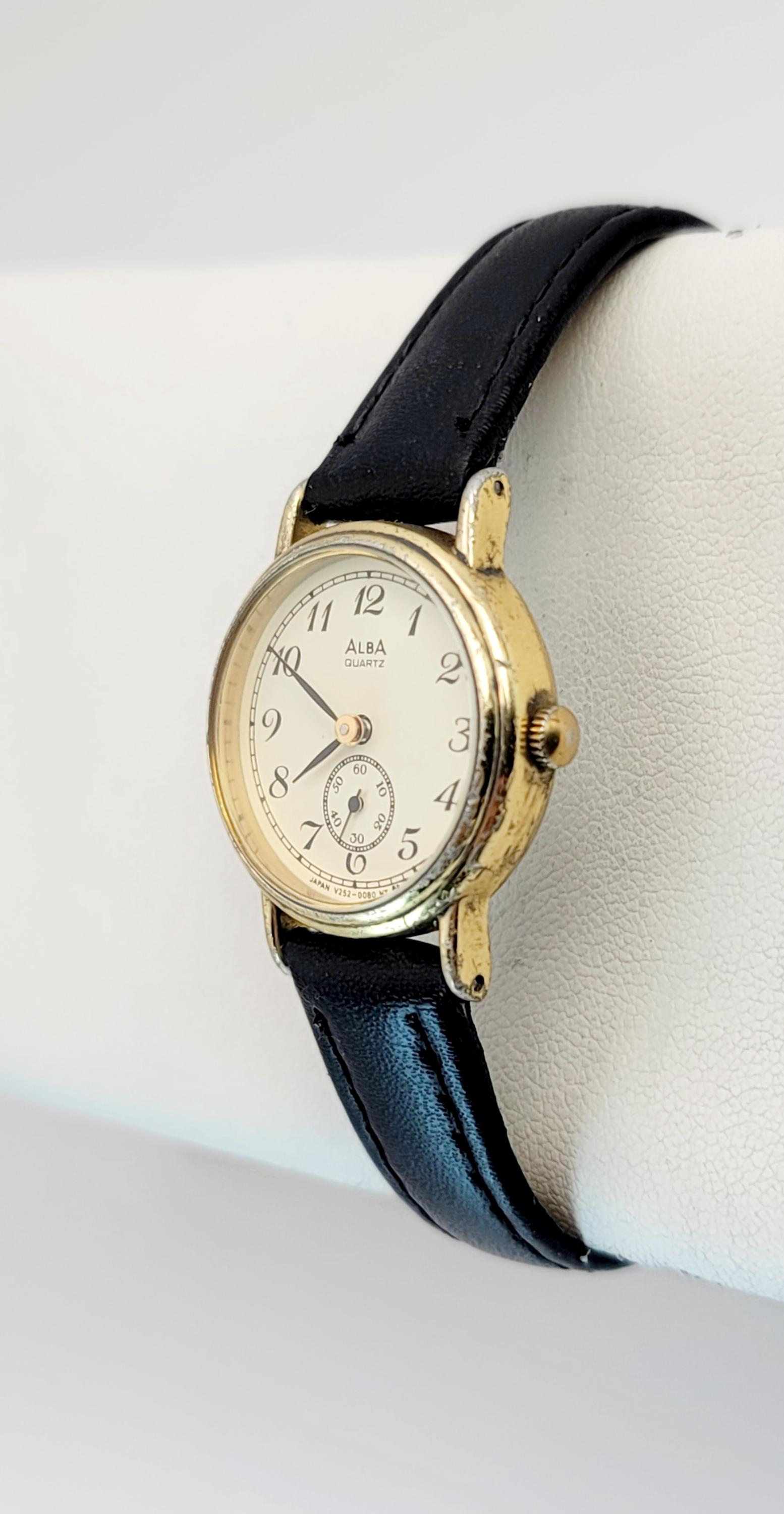 Vintage Seiko Alba V252-0020 Small Seconds Quartz Watch Gold Tone