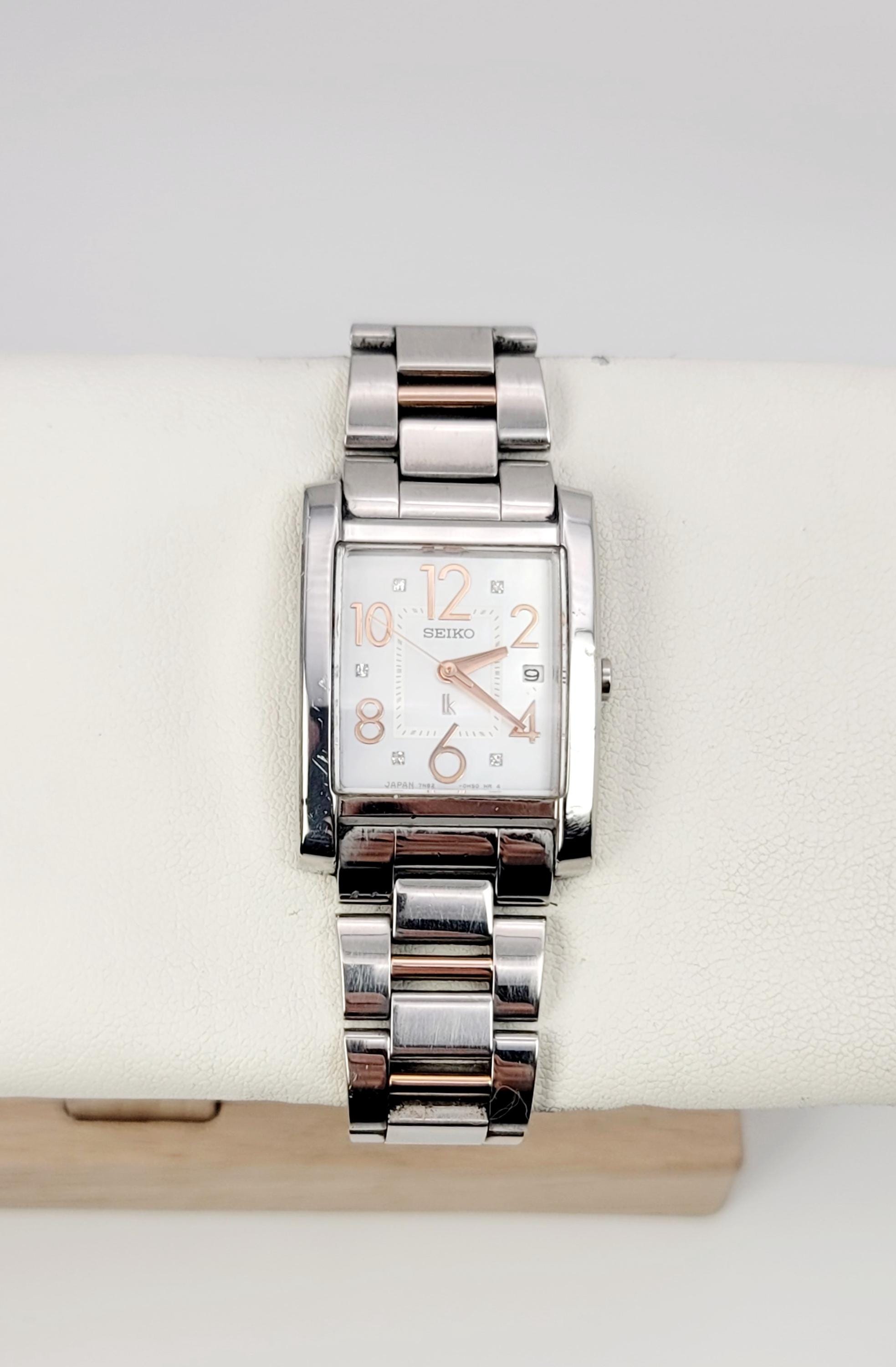 Seiko Lukia 7N82-0DK0 Women's Tank Watch – JDM – Two-tone Silver
