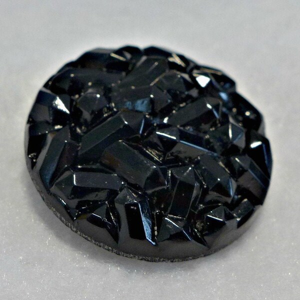 Czech glass button - coat button, shiny black - 27 mm