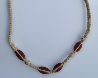 Hemp necklace with seed beads