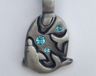 Sea Life 3 Dolphins pewter pendant with expandable necklace