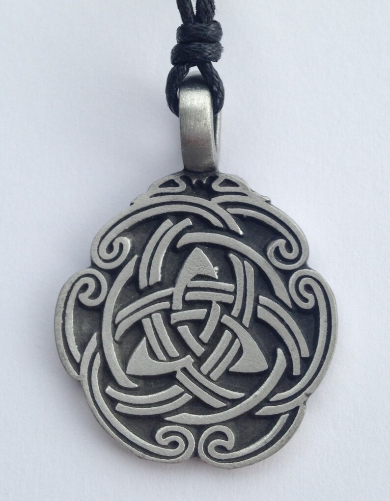 Celtic Druidism pewter pendant with expandable necklace image 1