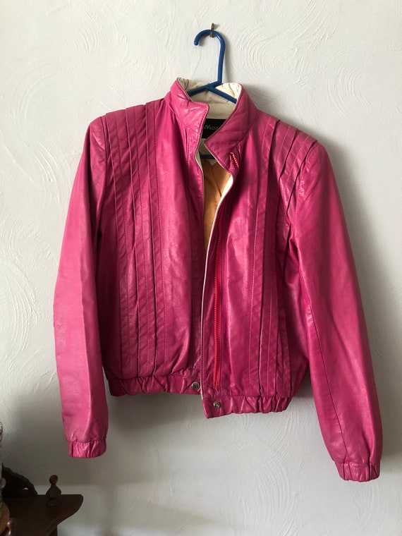 80s Vintage Pink Leather Jacket