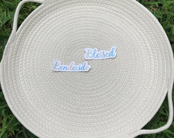 BLESSED / BENDECIDO/BENDECIDA pegatinas holográficas laminadas