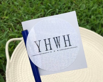 PEGATINA HOLOGRAFICA Laminada YHWH