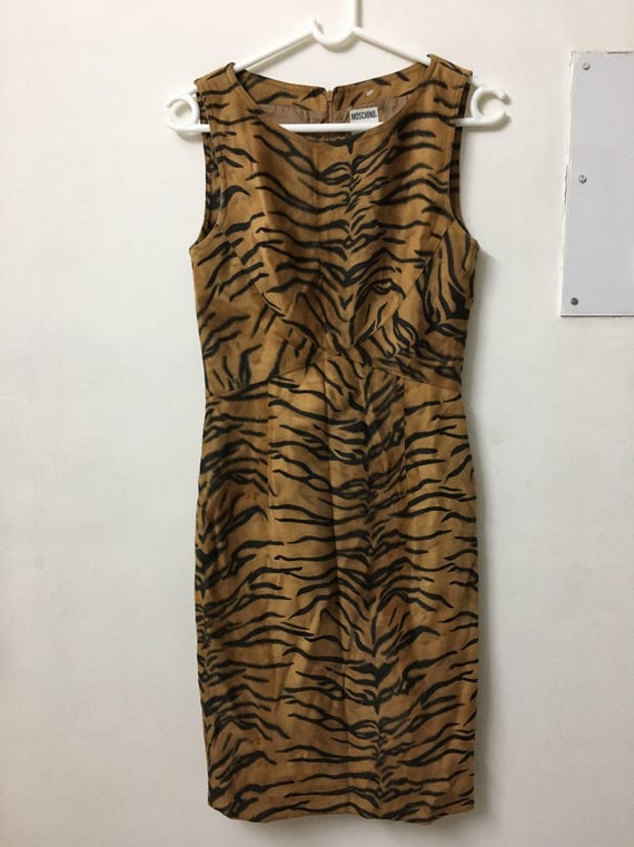 Vintage Moschino tiger print velour dress