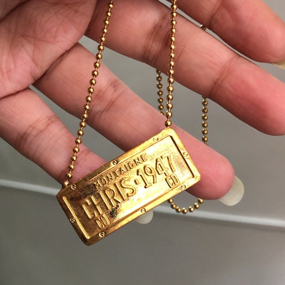 Vintage Dior car number plate necklace