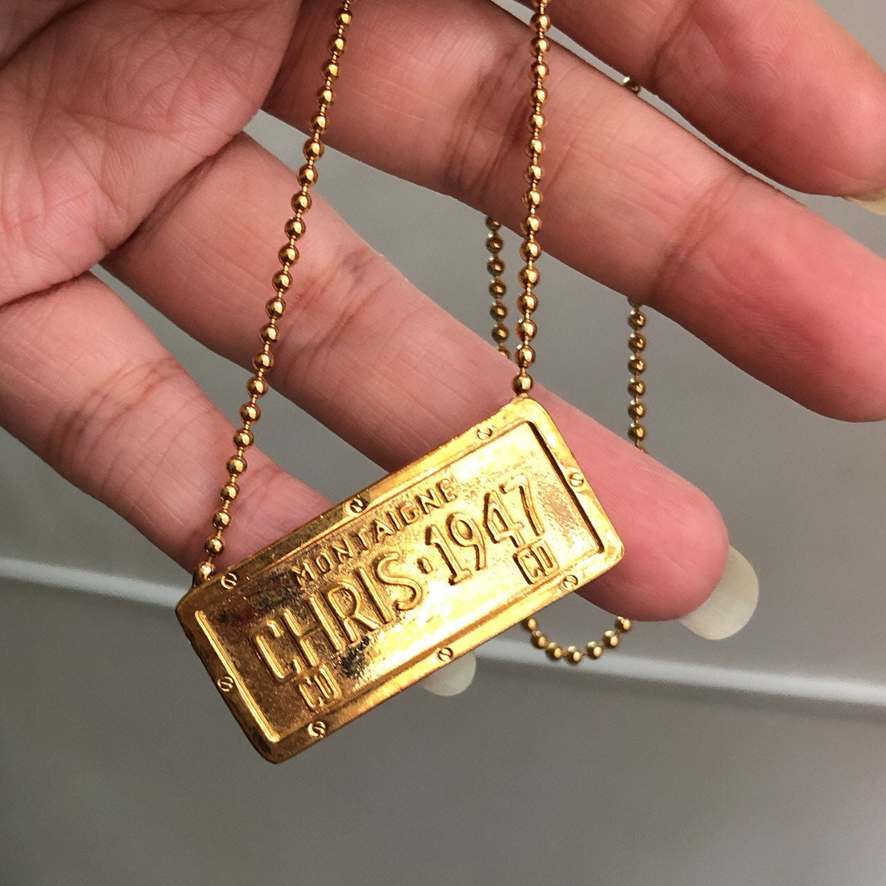 Christian Dior ディオール　Plate ecklace Men's Dior Oblique Plate Pendant Necklace | DIOR | 24S