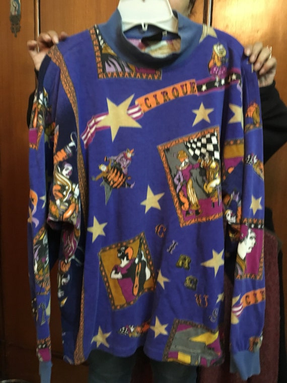 SALE / Vintage Gianni Versace Cirque print sweatsh