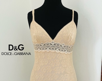 Vintage Dolce & Gabbana lace cami top, y2k tank top
