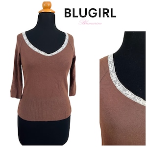 Vintage Blumarine Blugirl chocolate brown blouse with lace trim